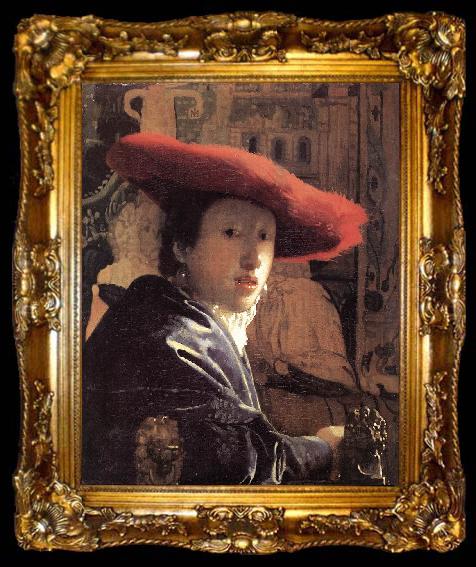 framed  Jan Vermeer Girl with Red Hat, ta009-2
